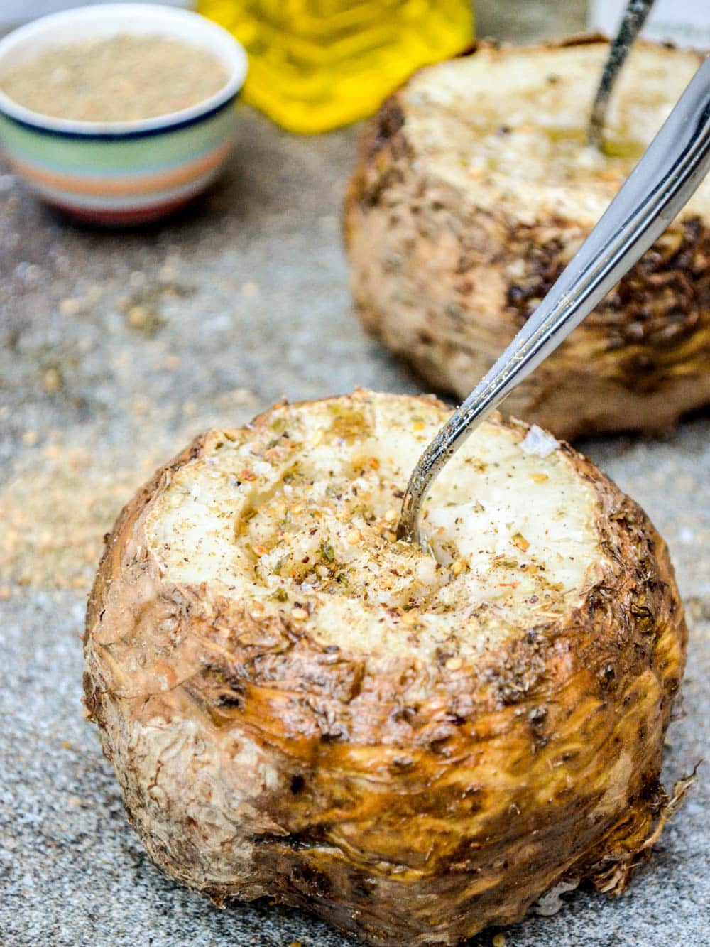 Whole roasted celeriac with olive oil & za'atar – recipe / A kitchen in Istanbul