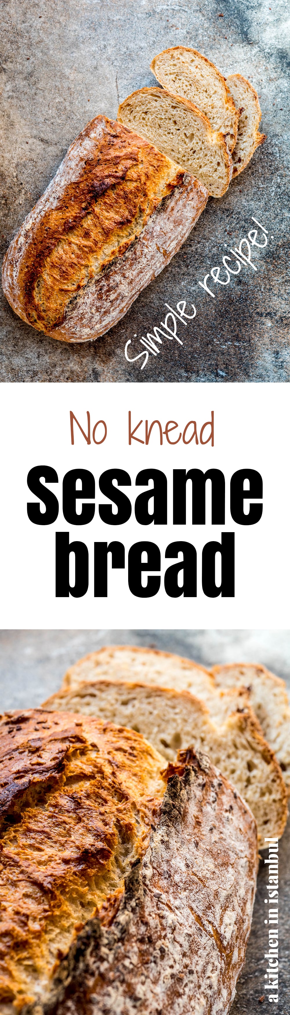 No knead sesame bread - recipe / A kitchen in Istanbul