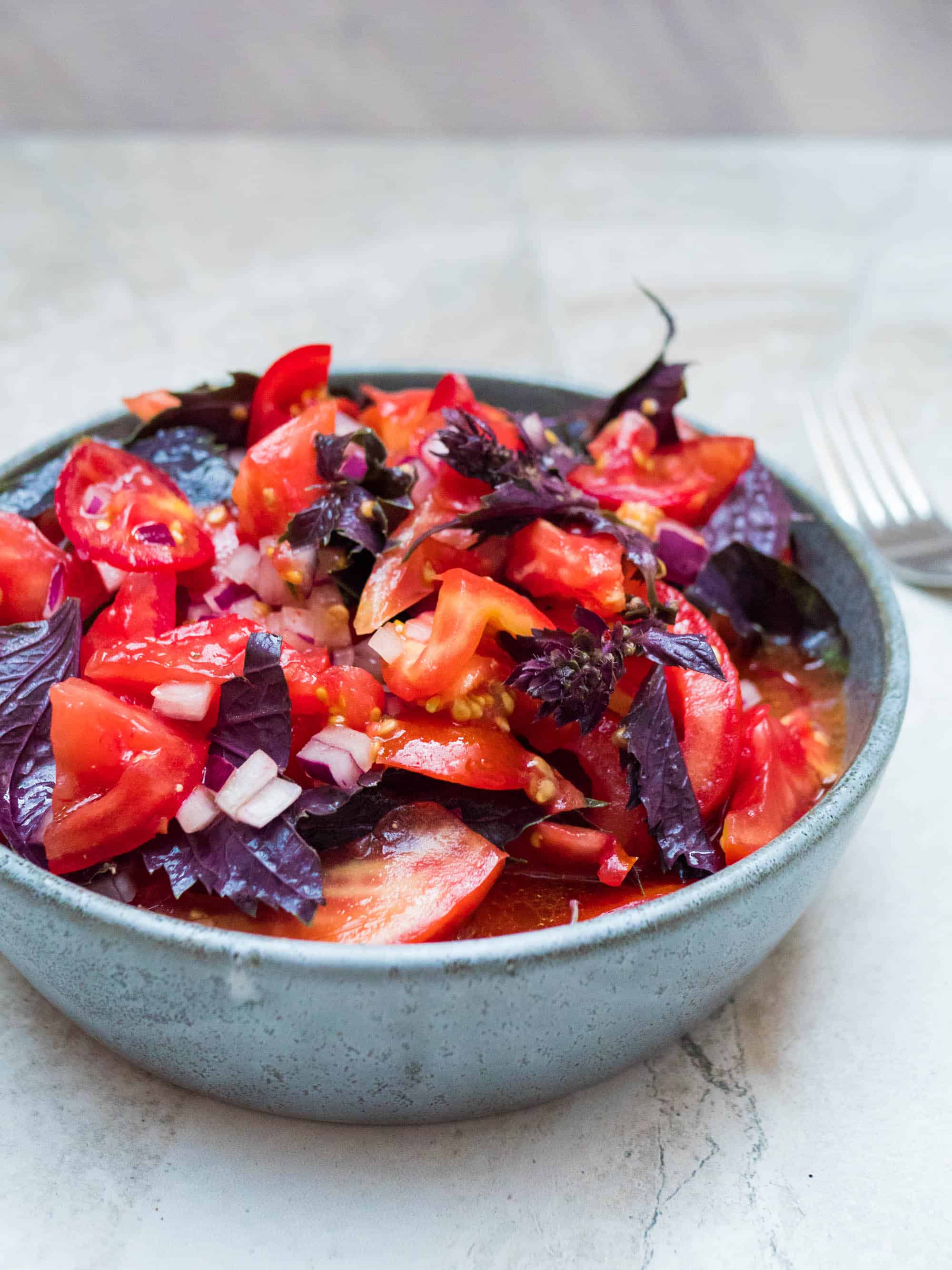 Tomato salad with purple basil - recipe / A kitchen in Istanbul