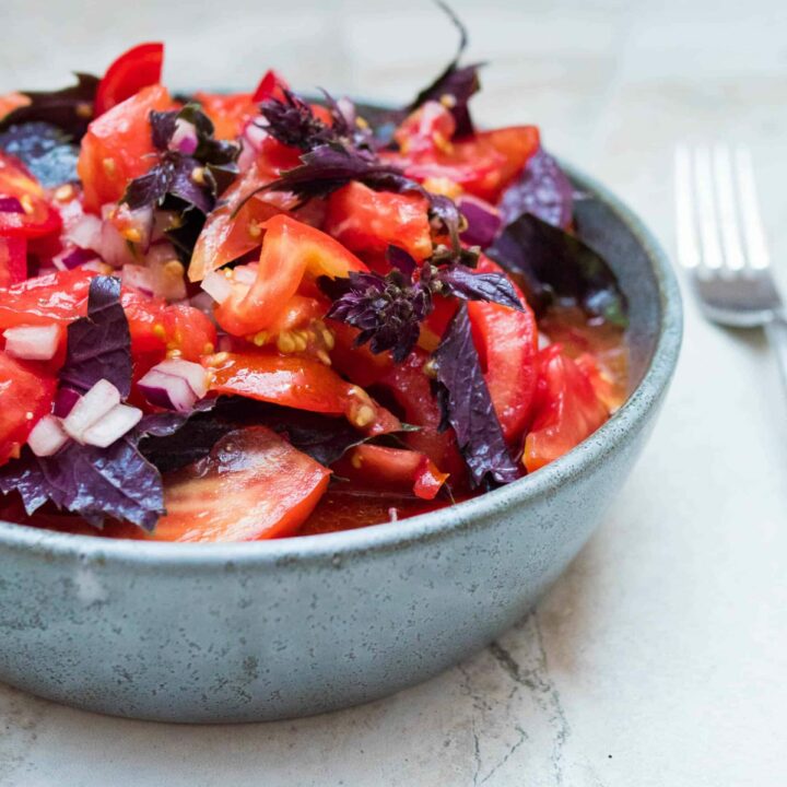 Tomato salad with purple basil - recipe / A kitchen in Istanbul