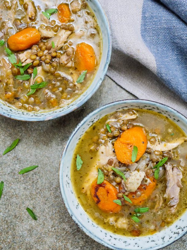 Chicken soup with green lentils | Recipe | A kitchen in Istanbul