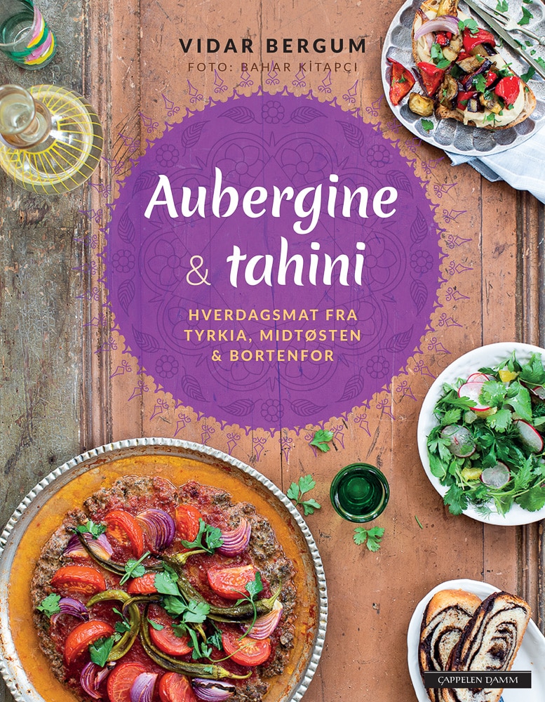 Aubergine & tahini - book front cover (Norwegian)