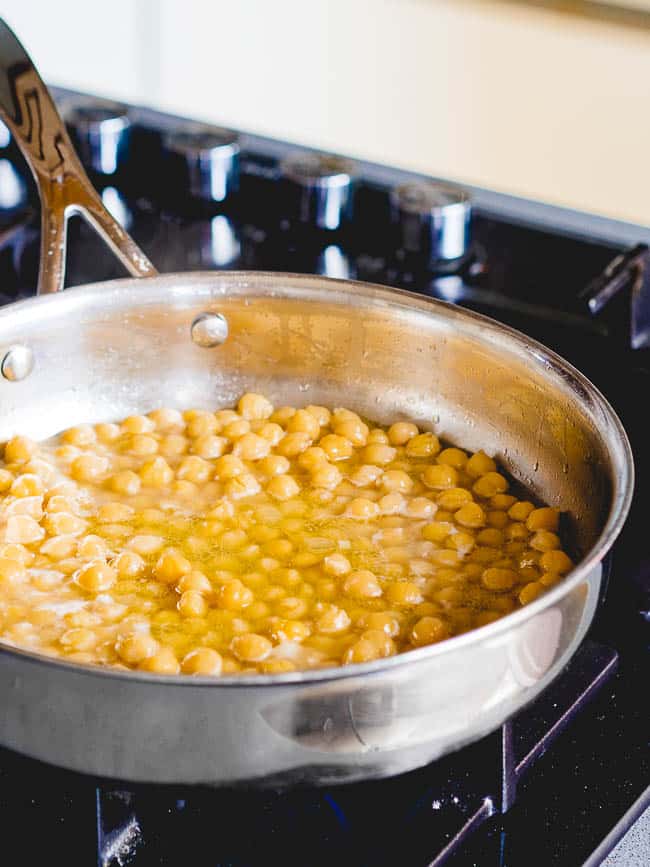 Chickpeas cooking on stove