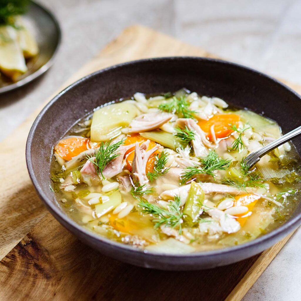 Chicken soup with risoni & leeks | Recipe | A kitchen in Istanbul